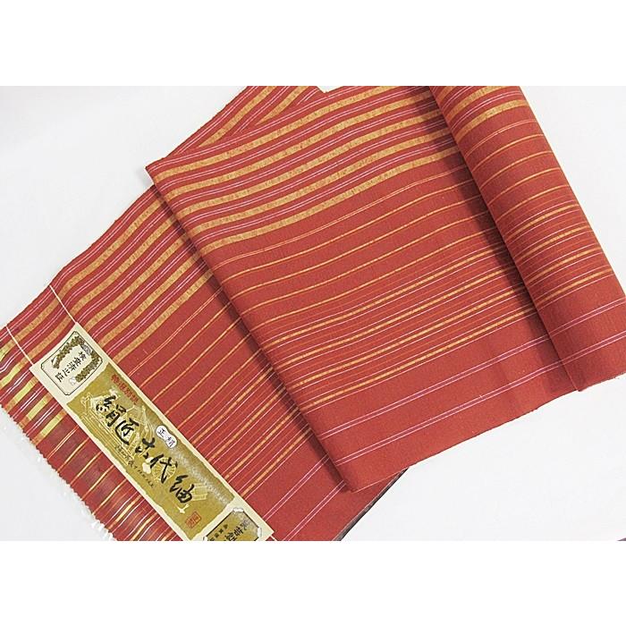 新品 紬】絹匠古代紬（草木染）／紬 反物☆朱茶 黄 : kimono庵