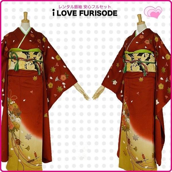 レンタル 振袖 フルセット 貸衣装 赤 レッド red No.688 振袖 適応身長：150〜165cm位 NISHIORI レンタル商品 振袖 フルセット 貸衣装 赤 レッド red No.688