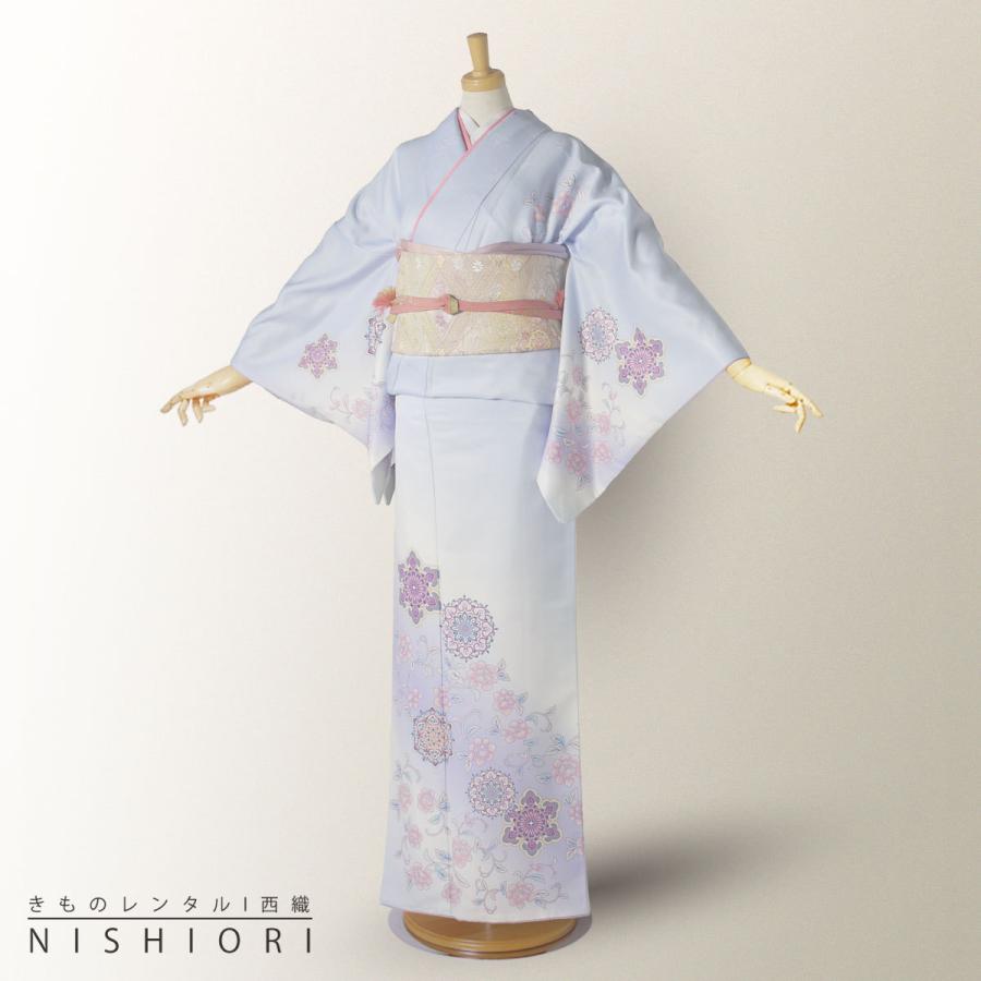 訪問着 レンタル 着物 貸衣装 フルセット 水色 薄紫 華文No.0181 NISHIORI 訪問着 レンタル商品 着物レンタル商品入学式 卒業式 七五三