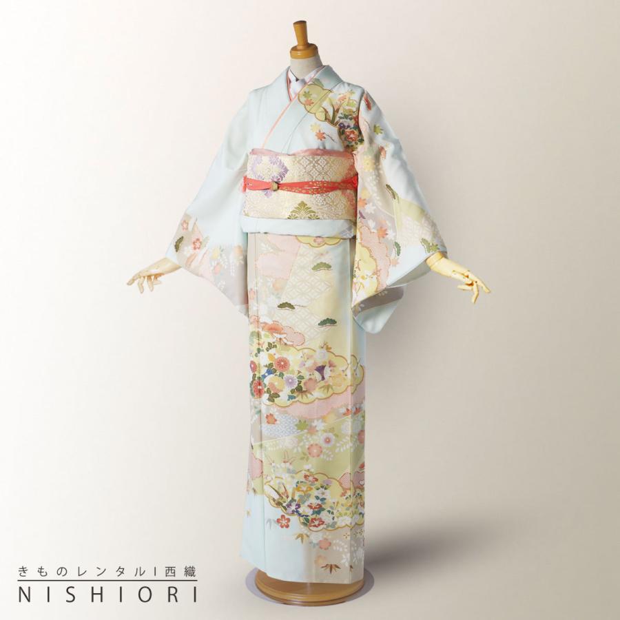 訪問着　フルセット　扇子　花唐草　松竹梅　グラデーション　入学式　卒業式　L1 楽天市場】【レンタル】訪問着レンタル18点フルセット