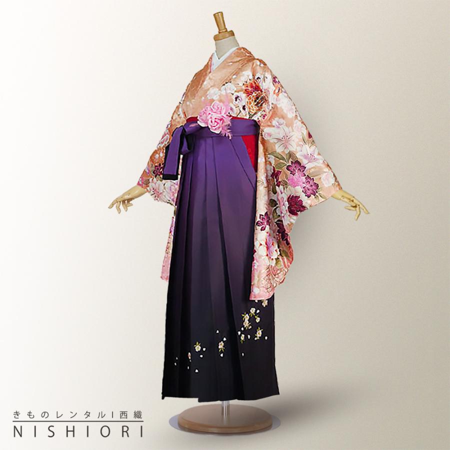 二尺袖着物 袴 レンタル 貸衣装 From Kyoto HL 黄色×紫×刺繍×袴 小学生 対応 ブーツ選択可 NISHIORI 二尺袖着物 袴 レンタル商品 送料無料 貸衣装 From Kyoto