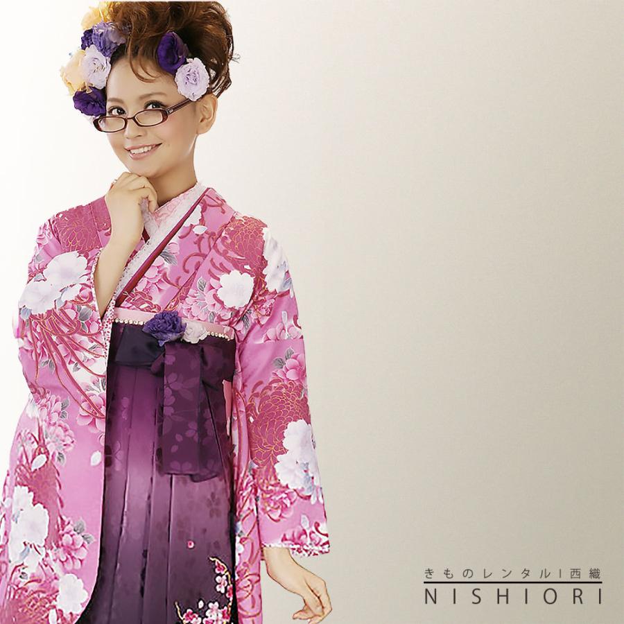 二尺袖着物 袴 レンタル 貸衣装 H L ワイン 紫 刺繍 小学生 対応 ブーツ選択可 NISHIORI 二尺袖着物 袴 レンタル商品 送料無料 貸衣装 H L ワイン 紫