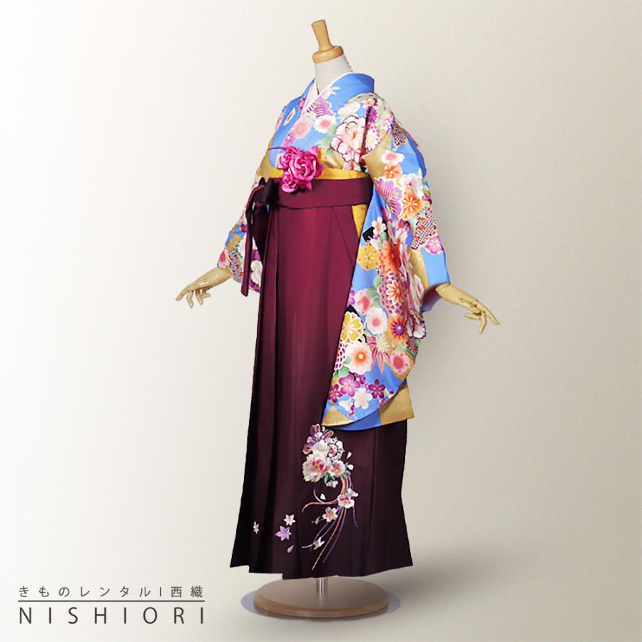 二尺袖 着物 袴 レンタル 貸衣装 From Kyoto 黒 紫 刺繍 袴 S M サイズ 小学生 対応 ブーツ選択可 NISHIORI 二尺袖 着物 袴 レンタル商品 貸衣装 貸衣装 From Kyoto
