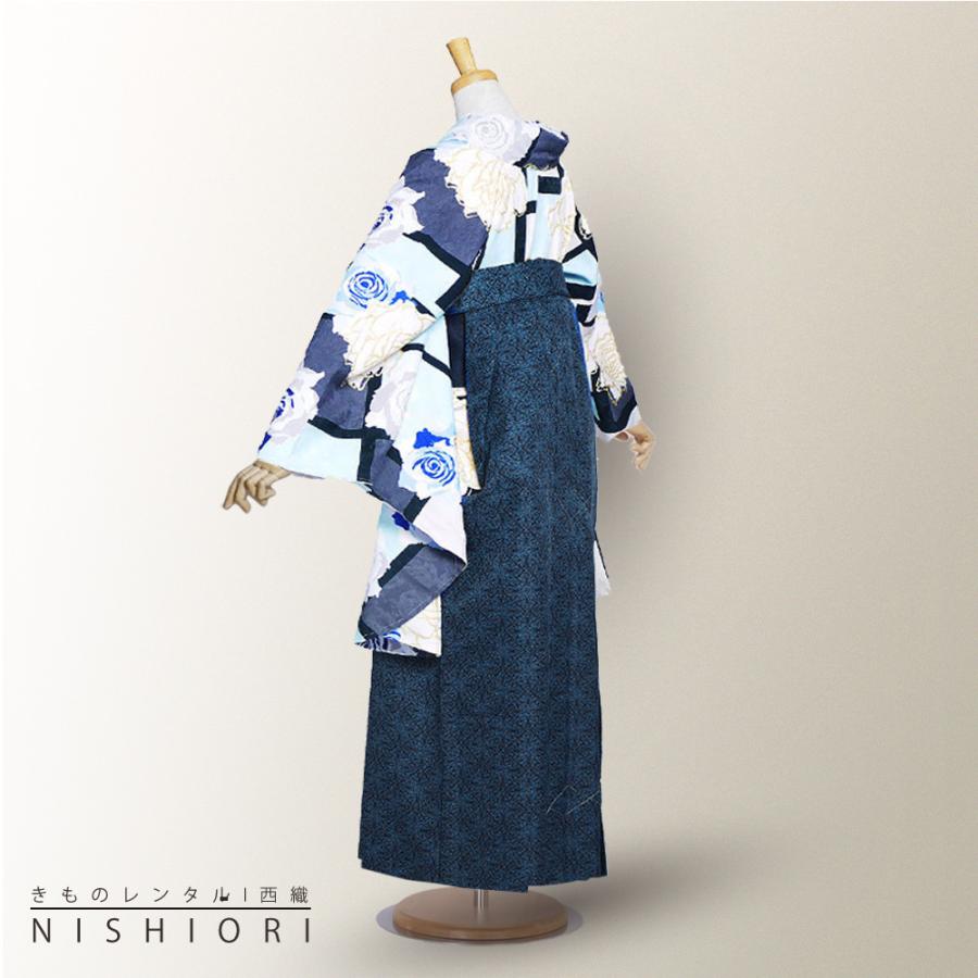 NISHIORI 2尺袖 着物 袴 フルセット レンタル商品 CECIL McBEE 青 白