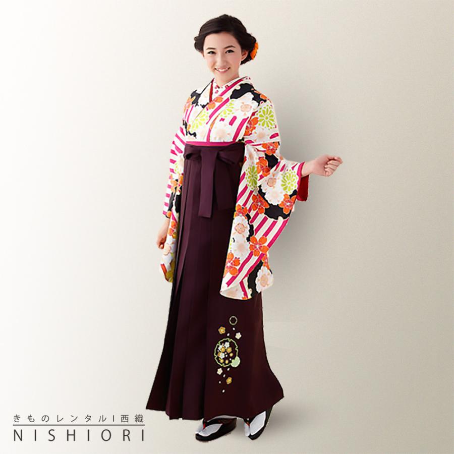 二尺袖 着物 袴 レンタル 貸衣装 夢千代 袴 Mサイズ オレンジ ピンク 小学生 対応 ブーツ選択可 NISHIORI 二尺袖 着物 袴 レンタル商品 貸衣装 貸衣装 夢千代 袴 M