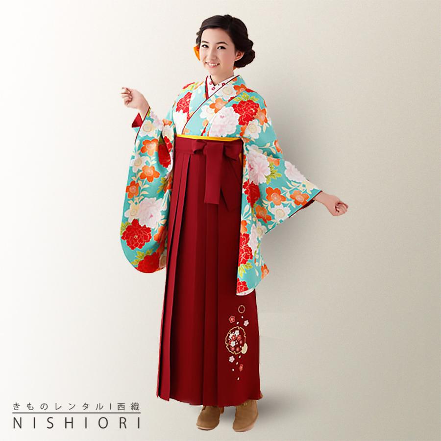 二尺袖 着物 袴 レンタル 貸衣装 夢千代 袴 Mサイズ 青 赤 小学生 対応 ブーツ選択可 NISHIORI 二尺袖 着物 袴 レンタル商品 貸衣装 貸衣装 夢千代 袴 M