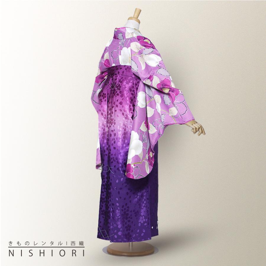 二尺袖 着物 袴 レンタル 貸衣装 袴 S Mサイズ 小学生 対応 紫 白 桜 牡丹 雪輪 赤紫 ブーツ選択可 NISHIORI 二尺袖 着物 袴 レンタル商品 貸衣装 貸衣装 Club HL×HL 紫