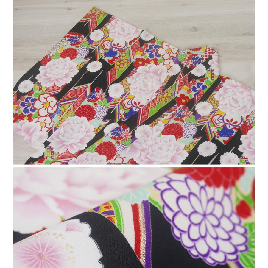 NISHIORI 爆買 二尺袖 着物 袴 レンタル商品 貸衣装 貸衣装 黒 牡丹 赤