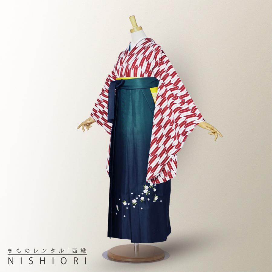 NISHIORI 二尺袖 着物 袴 レンタル商品 貸衣装 貸衣装 エンジ 赤 矢絣