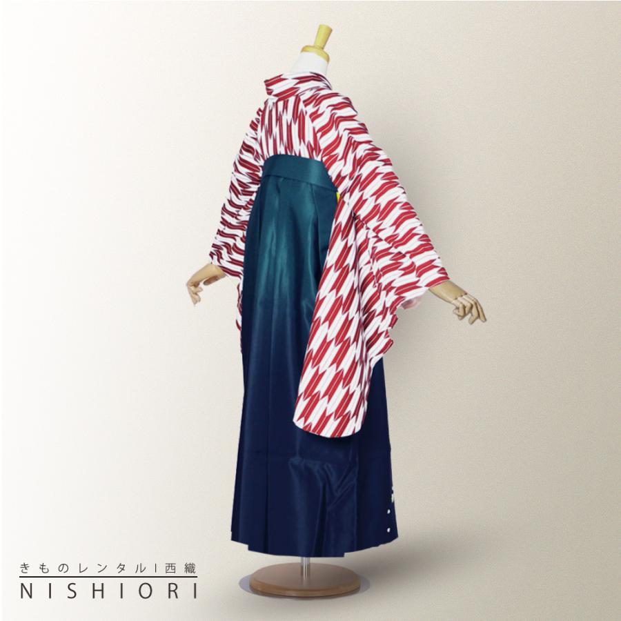 NISHIORI 二尺袖 着物 袴 レンタル商品 貸衣装 貸衣装 エンジ 赤 矢絣