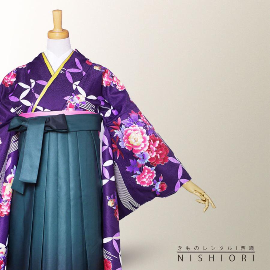 二尺袖 着物 袴 レンタル 貸衣装 袴 S Mサイズ 小学生 対応 緑 菊 桜 牡丹 花束 紫 ブーツ選択可 NISHIORI 二尺袖 着物 袴 レンタル商品 貸衣装 貸衣装 袴 S Mサイズ