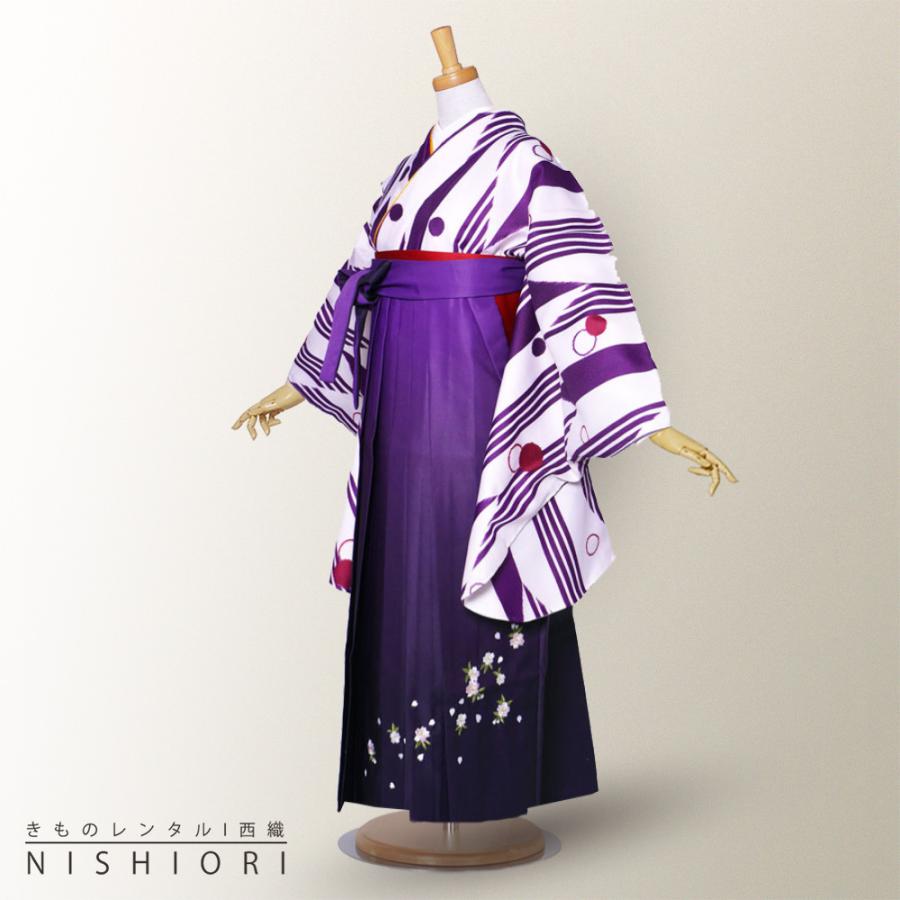 二尺袖 着物 袴 レンタル 貸衣装 袴 S Mサイズ 小学生 対応 白 紫 変わり矢絣 ブーツ選択可 NISHIORI 二尺袖 着物 袴 レンタル商品 貸衣装 貸衣装 袴 S Mサイズ