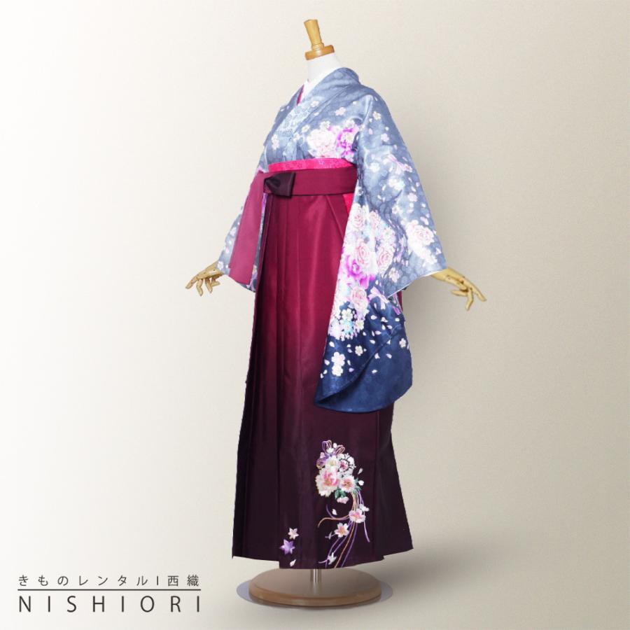 ブランド 二尺袖 着物 袴 レンタル anan 貸衣装 Sサイズ 小学生 対応可 ピンク グレー 灰 ブーツ選択可 NISHIORI 二尺袖 ブランド着物 袴 レンタル商品 anan 送料無料 貸衣装