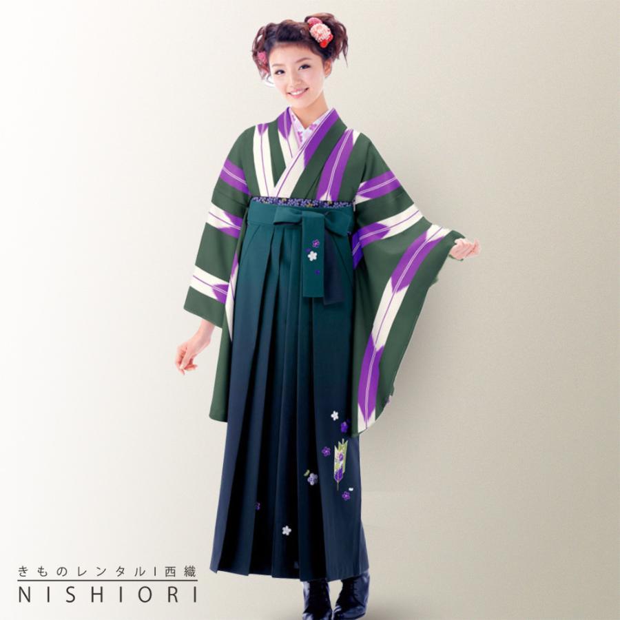 二尺袖着物 刺繍袴 レンタル 貸衣装 Mサイズ 小学生 対応可 紫 矢絣 ブーツ選択可 NISHIORI 二尺袖着物 刺繍袴 レンタル商品 送料無料 貸衣装 Mサイズ