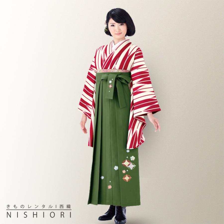二尺袖着物 刺繍袴 レンタル 貸衣装 Mサイズ 小学生 対応可 赤 クリーム 緑 ブーツ選択可 NISHIORI 二尺袖着物 刺繍袴 レンタル商品 送料無料 貸衣装 Mサイズ