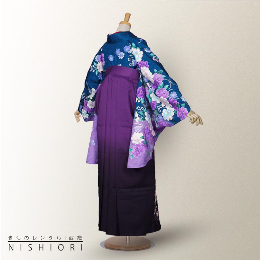 NISHIORI 二尺袖 着物 袴 レンタル商品 貸衣装 LLサイズ 青 ブルー 紫