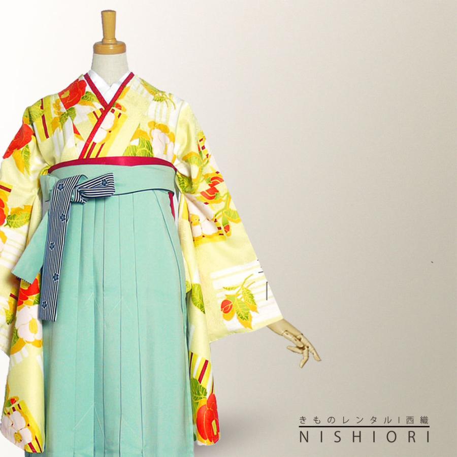 二尺袖 袴 レンタル ひさかたろまん ブランド 着物 貸衣装 SサイズMサイズ 小学生 対応可 薄黄色 椿 ミントグリーン ブーツ選択可 定番，お買い得】 二尺袖 袴 レンタル商品 ひさかたろまん ブランド