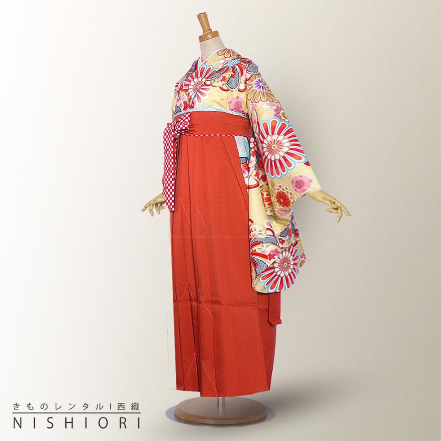 二尺袖 着物 袴 ハイクラス レンタル 貸衣装 Sサイズ Mサイズ 小学生 対応可 黄 オレンジ 橙 金彩 ブーツ選択可 NISHIORI 二尺袖 着物 袴 ハイクラス レンタル商品 送料無料 貸衣装 S
