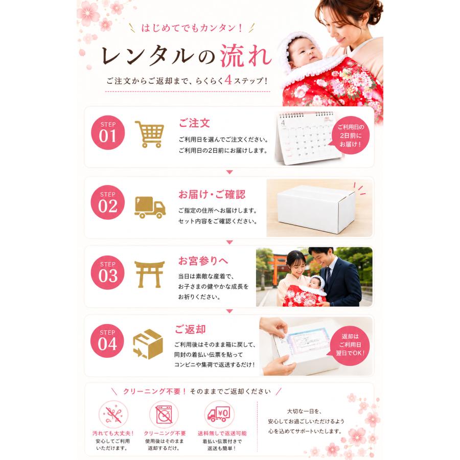 NISHIORI 産着 祝着 色が選べる おまかせ レンタル商品 フルセット