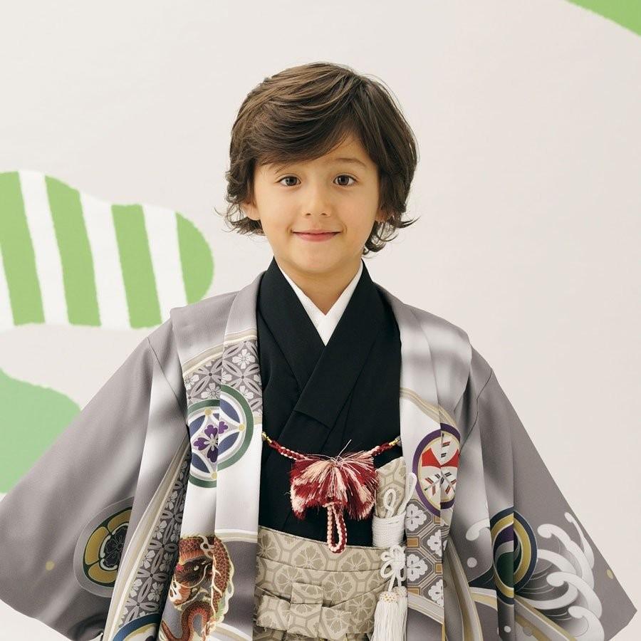 NISHIORI 式部浪漫 かんたん着付けグレー 金レンタル商品 5歳の七五三