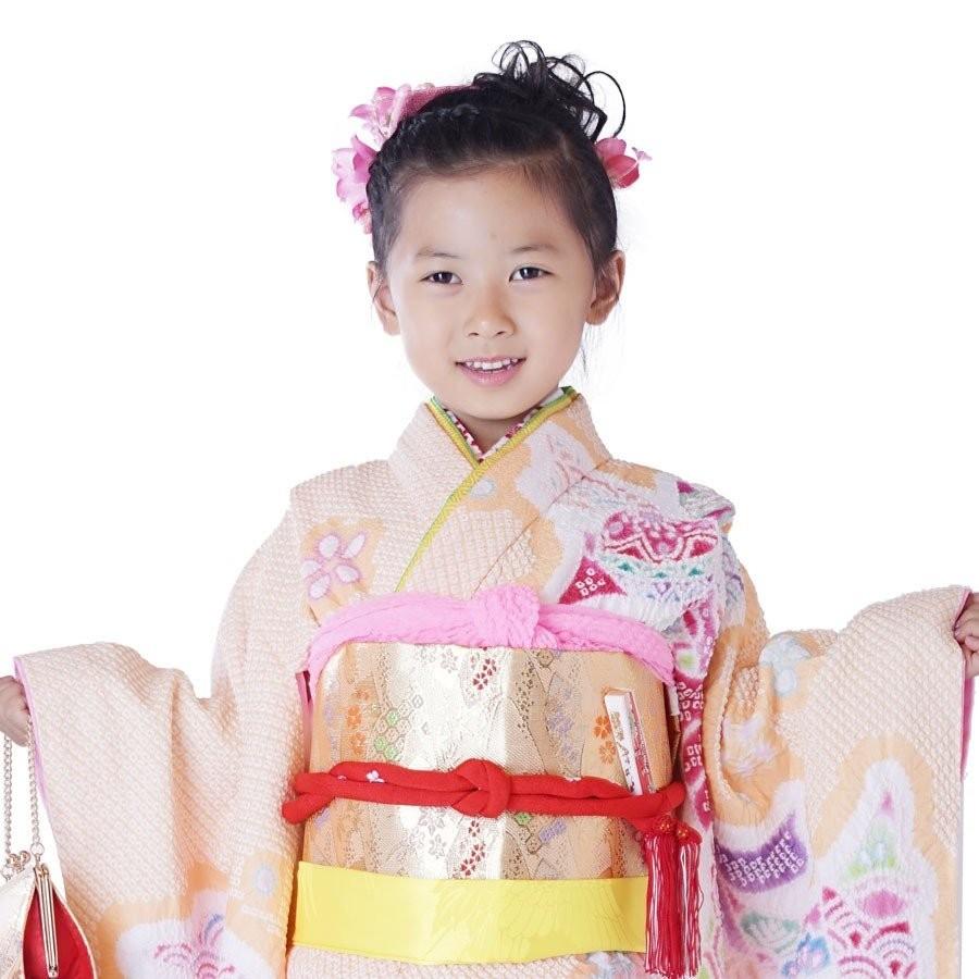 NISHIORI 絞り レンタル商品 7歳の七五三 女の子 四つ身 着物 帯 フル