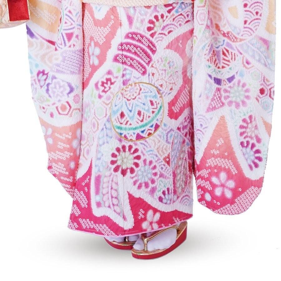 NISHIORI 絞り レンタル商品 7歳の七五三 女の子 四つ身 着物 帯 フル