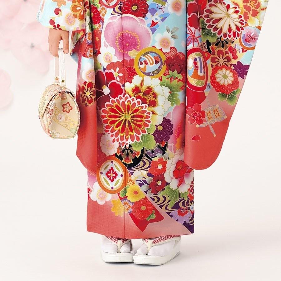 ＊美品＊ 式部浪漫　七五三　7歳お着物　セット　つまみ細工髪飾り NISHIORI 式部浪漫 レンタル商品 7歳の七五三 女の子 四つ身 着物 帯