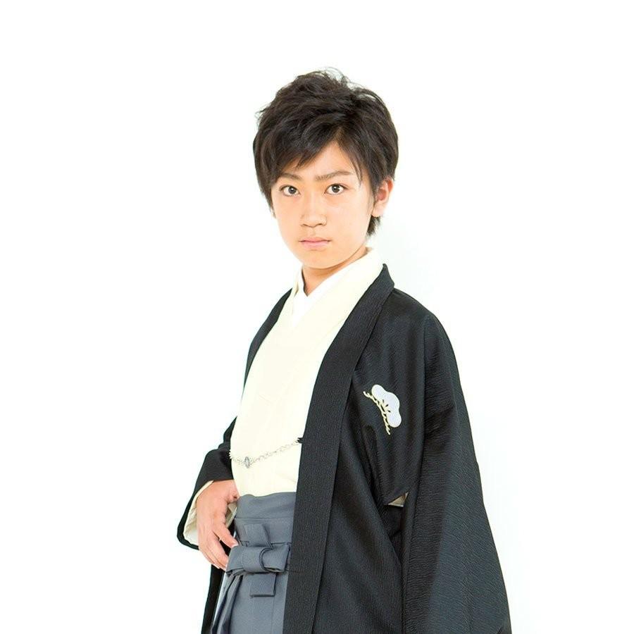 卒業式 小学生 男児 着物 ジュニア 羽織 袴 レンタル商品 往復送料無料 貸衣装 飾り紋 黒_1