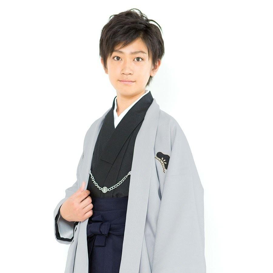 卒業式 小学生 男児 着物 ジュニア 羽織 袴 レンタル 往復送料無料 貸衣装 飾り紋 灰 グレー NISHIORI 卒業式 小学生 男児 着物 ジュニア 羽織 袴 レンタル商品