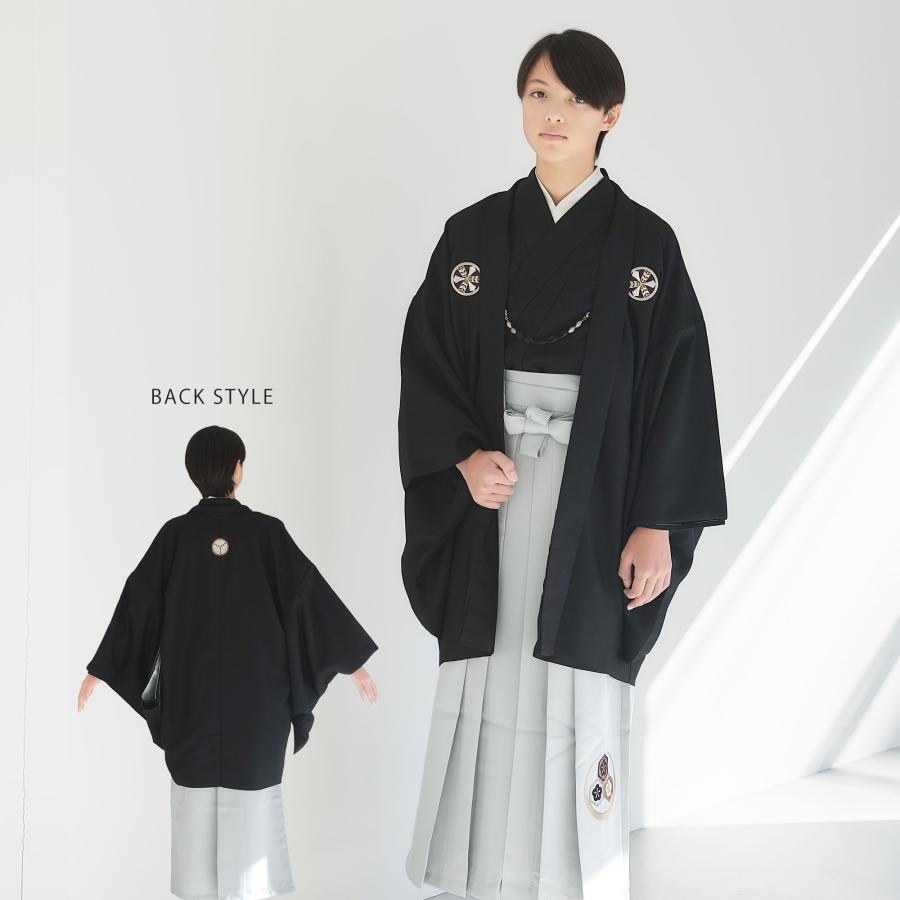 NISHIORI ジュニア 小学生 羽織袴 レンタル商品 フルセット 男児 黒 縞