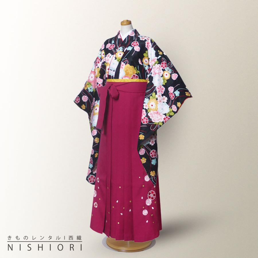 小町kids ジュニア キッズ 着物 袴 レンタル 往復十三参り 貸衣装 卒業式 黒 ワイン 小学生 ブーツ選択可 NISHIORI 小町kids ジュニア キッズ 着物 袴 レンタル商品 往復送料