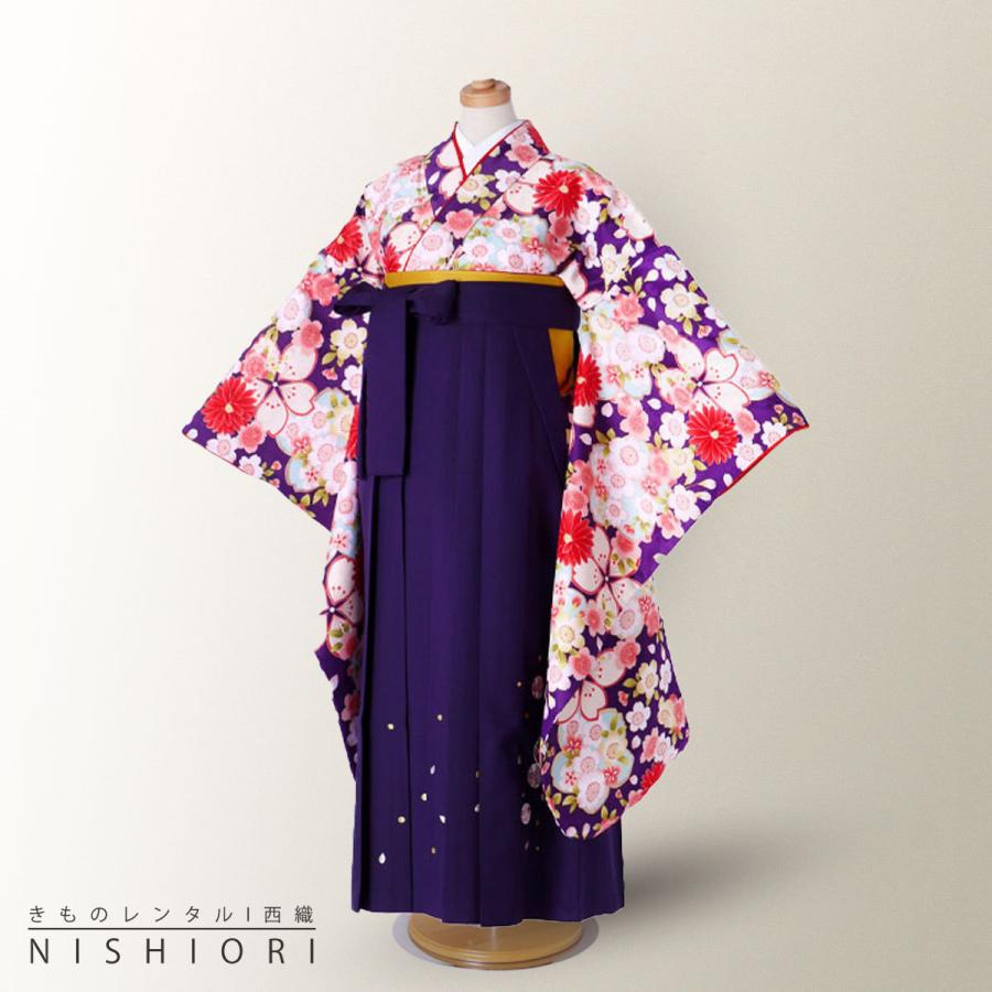 小町kids ジュニア キッズ 着物 袴 レンタル 往復十三参り 貸衣装 卒業式 紫 パープル 小学生 ブーツ選択可 NISHIORI 小町kids ジュニア キッズ 着物 袴 レンタル商品 往復送料