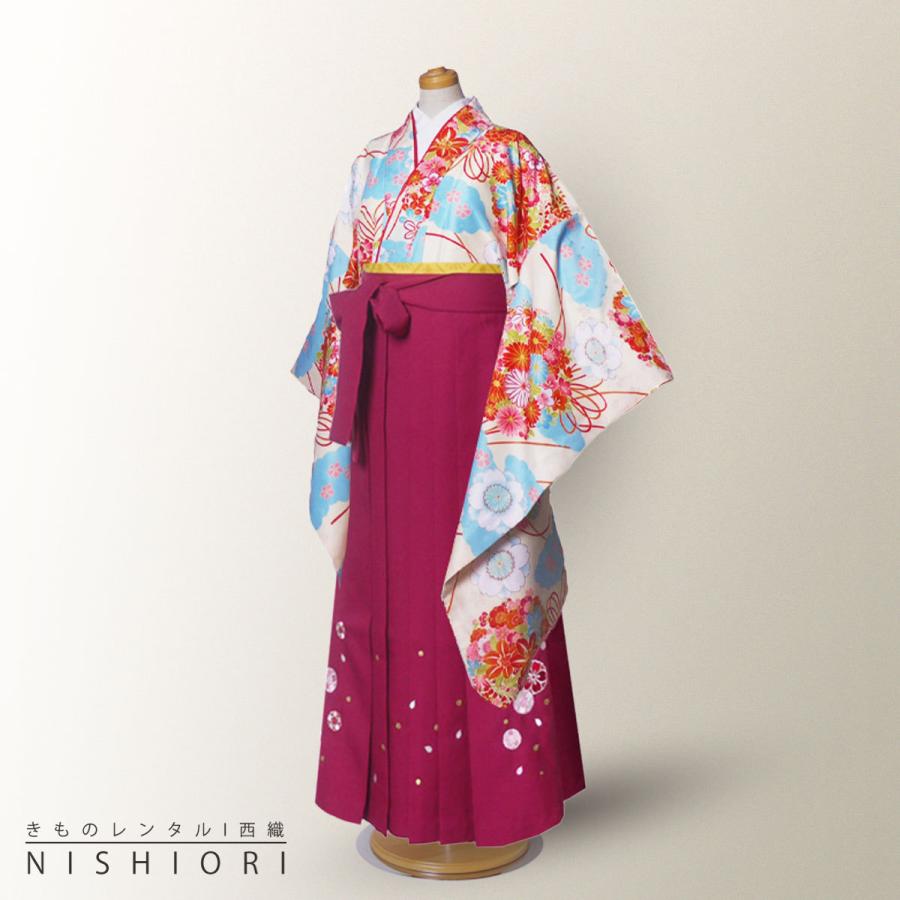 小町kids ジュニア キッズ 着物 袴 レンタル 往復十三参り 貸衣装 卒業式 小学生 ワイン クリーム KKj-10 ブーツ選択可 NISHIORI 【レンタル】小町kids ジュニア キッズ 着物 袴 往復送料無料