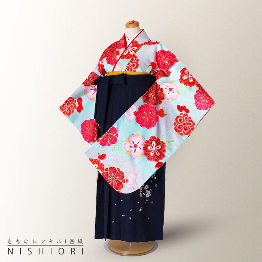 ジュニアサイズ 二尺袖 着物 袴 レンタル 往復貸衣装 卒業式 ジュニア 小学生 対応可 水色 桜 梅 ブーツ選択可 NISHIORI ジュニアサイズ 二尺袖 着物 袴 レンタル商品 往復送料無料