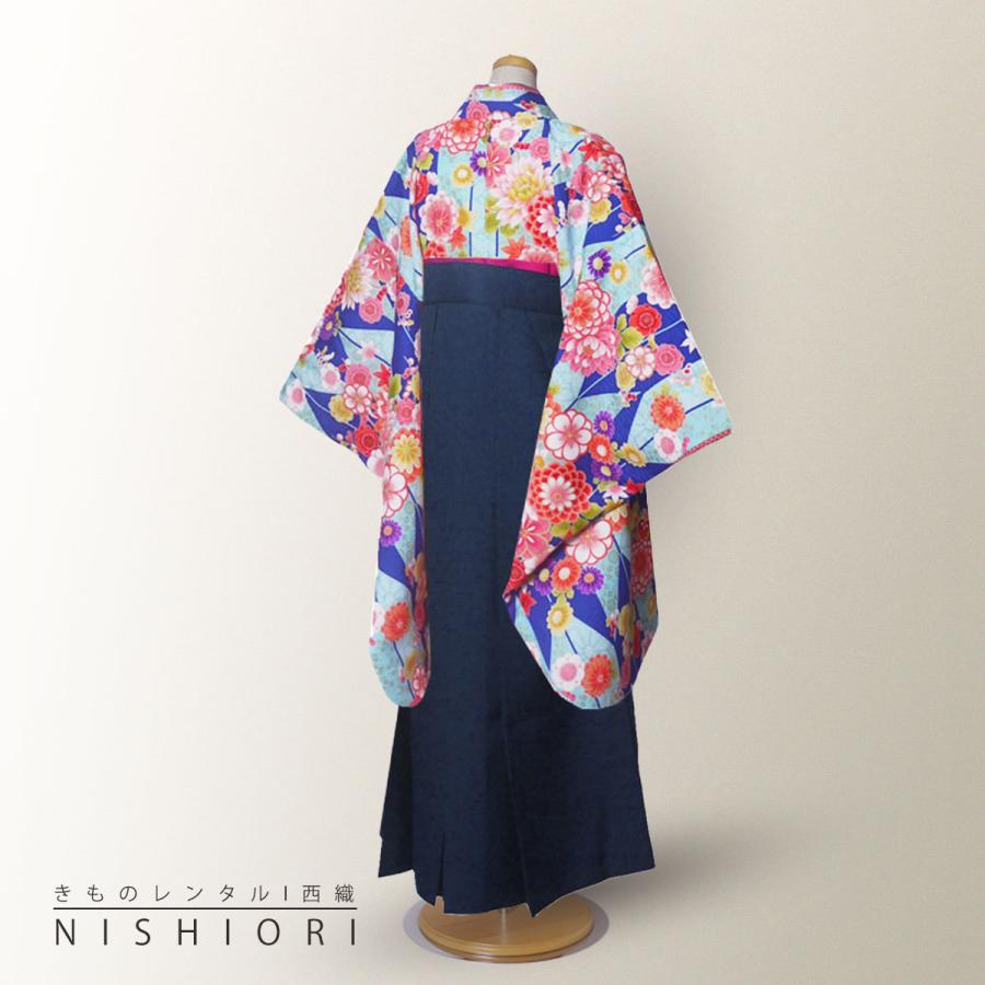 ジュニアサイズ 二尺袖 着物 袴 レンタル 往復貸衣装 卒業式 ジュニア 小学生 対応可 水色 矢絣 菊 ブーツ選択可 NISHIORI ジュニアサイズ 二尺袖 着物 袴 レンタル商品 往復送料無料