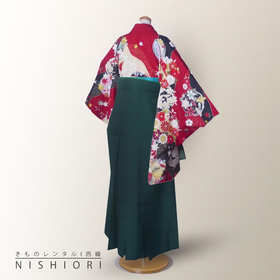 ジュニアサイズ 絵羽柄 二尺袖 着物 袴 レンタル 往復貸衣装 卒業式 ジュニア 小学生 対応可 緑 金 菊 ブーツ選択可 NISHIORI ジュニアサイズ 絵羽柄 二尺袖 着物 袴 レンタル商品 往復
