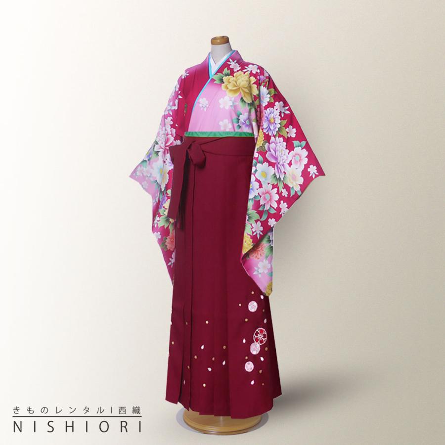 ジュニアサイズ 絵羽柄 二尺袖 着物 袴 レンタル 往復貸衣装 卒業式 ジュニア 小学生 対応可 白 ピンク 小花 ブーツ選択可 NISHIORI ジュニアサイズ 絵羽柄 二尺袖 着物 袴 レンタル商品 往復