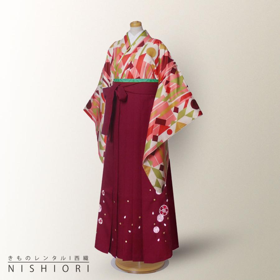 ジュニアサイズ 二尺袖 着物 袴 レンタル 往復貸衣装 卒業式 ジュニア 小学生 対応 赤 ピンク 緑 ブーツ選択可 NISHIORI ジュニアサイズ 二尺袖 着物 袴 レンタル商品 往復送料無料
