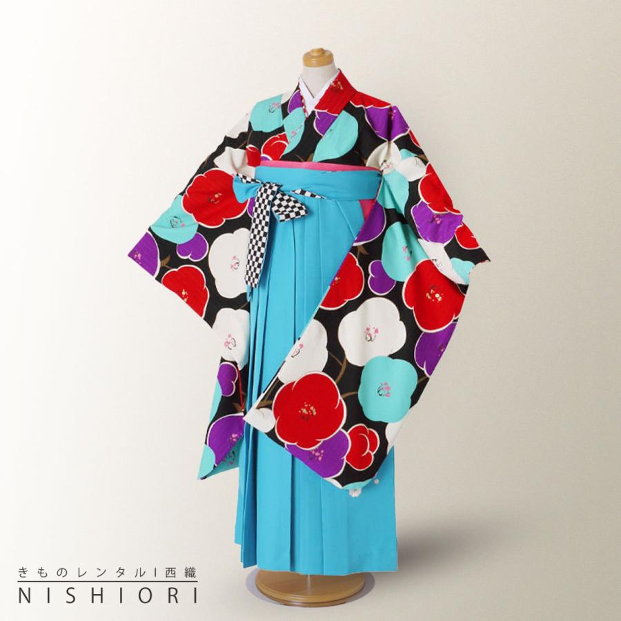 紅一点 ジュニア サイズ ブランド 二尺袖 着物 袴 レンタル 往復貸衣装 卒業式 ジュニア 小学生 対応 白 黒 ターコイズ ブーツ選択可 NISHIORI 紅一点 ジュニア サイズ ブランド 二尺袖 着物 袴 レンタル