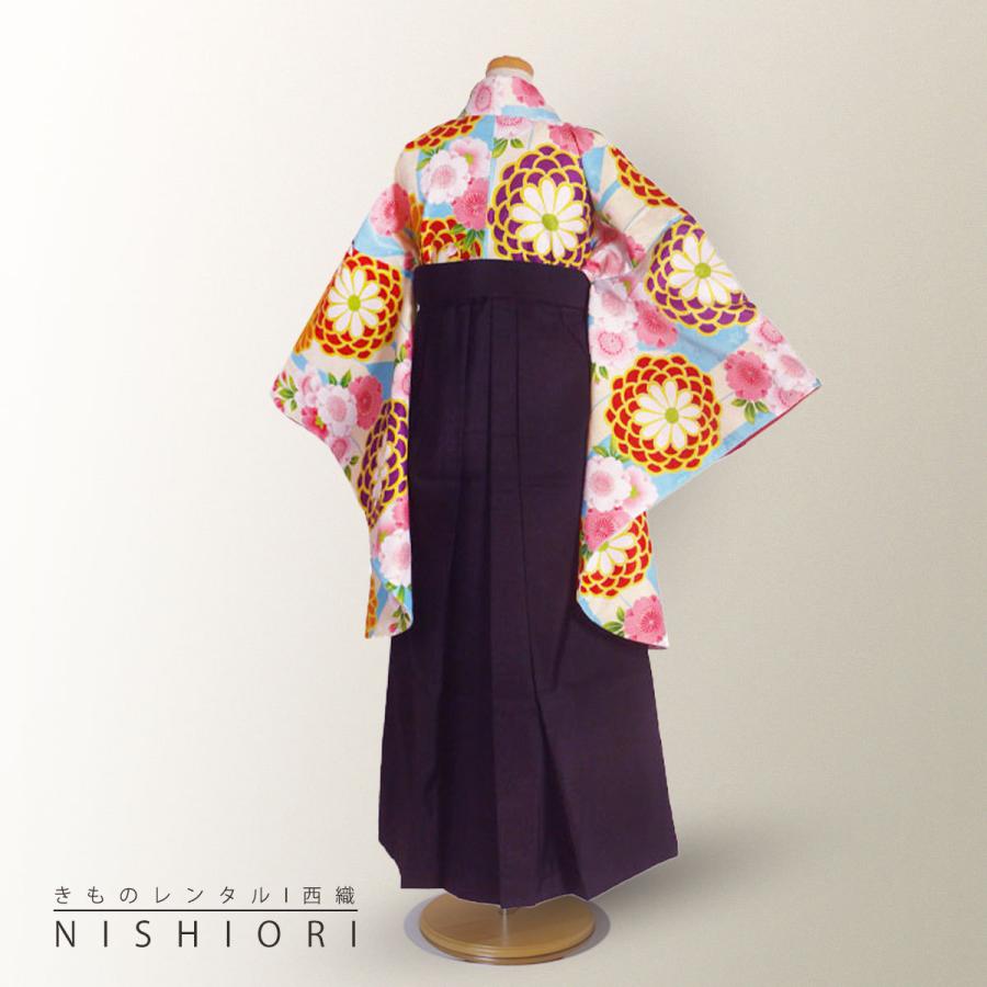 卒業式 二尺袖 ジュニア 着物 レンタル 小町kids 袴 往復十三参り 貸衣装 小学生 水色 鞠 ブーツ選択可 NISHIORI 【レンタル】卒業式 二尺袖 ジュニア 着物 小町kids 袴 往復