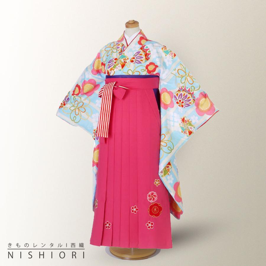 卒業式 二尺袖 ジュニア 着物 レンタル 小町kids 袴 往復十三参り 貸衣装 小学生 水色 鞠 ブーツ選択可 NISHIORI 卒業式 二尺袖 ジュニア 着物 レンタル商品 小町kids 袴 往復