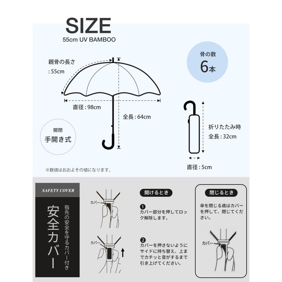 because（ビコーズ） 日傘 晴雨兼 バンブーハンドル 超軽量&スリム