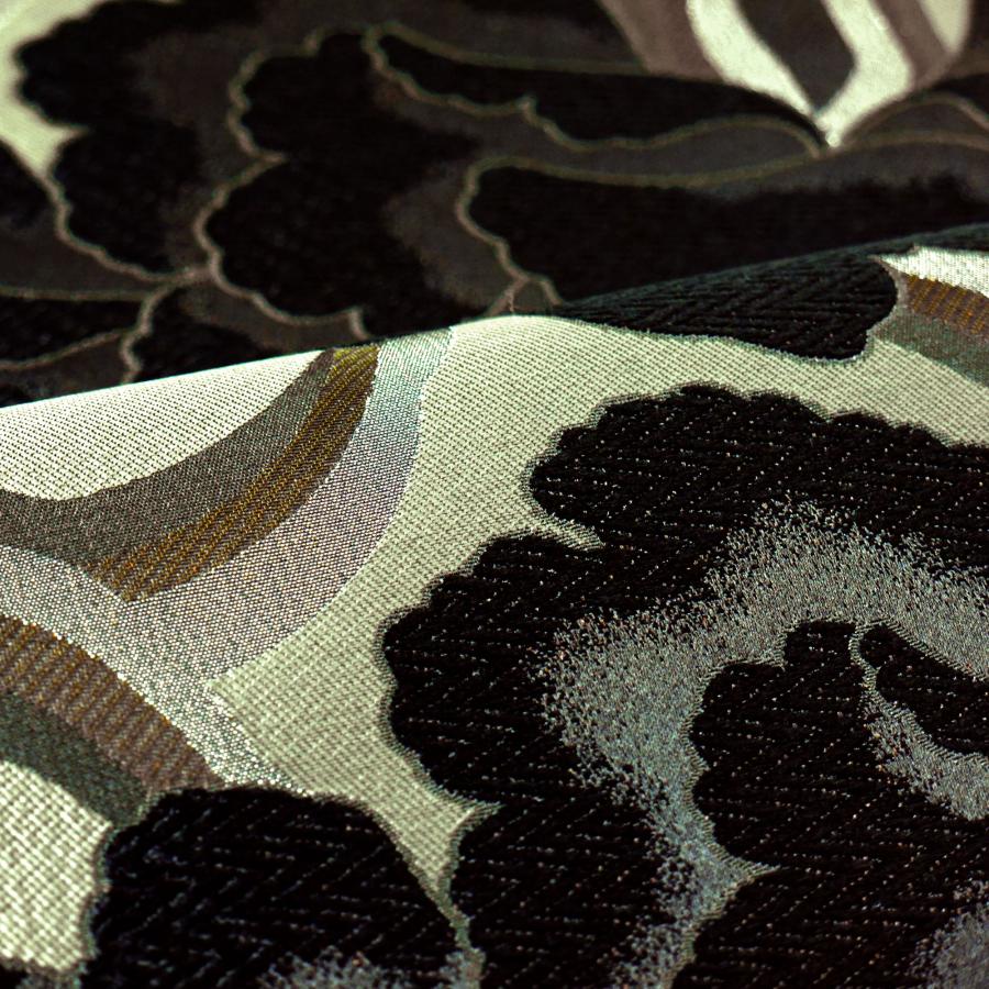 NISHIORI フォーマル 袋帯 全通 古典 牡丹 ブラック カーキ 黒 緑 小杉