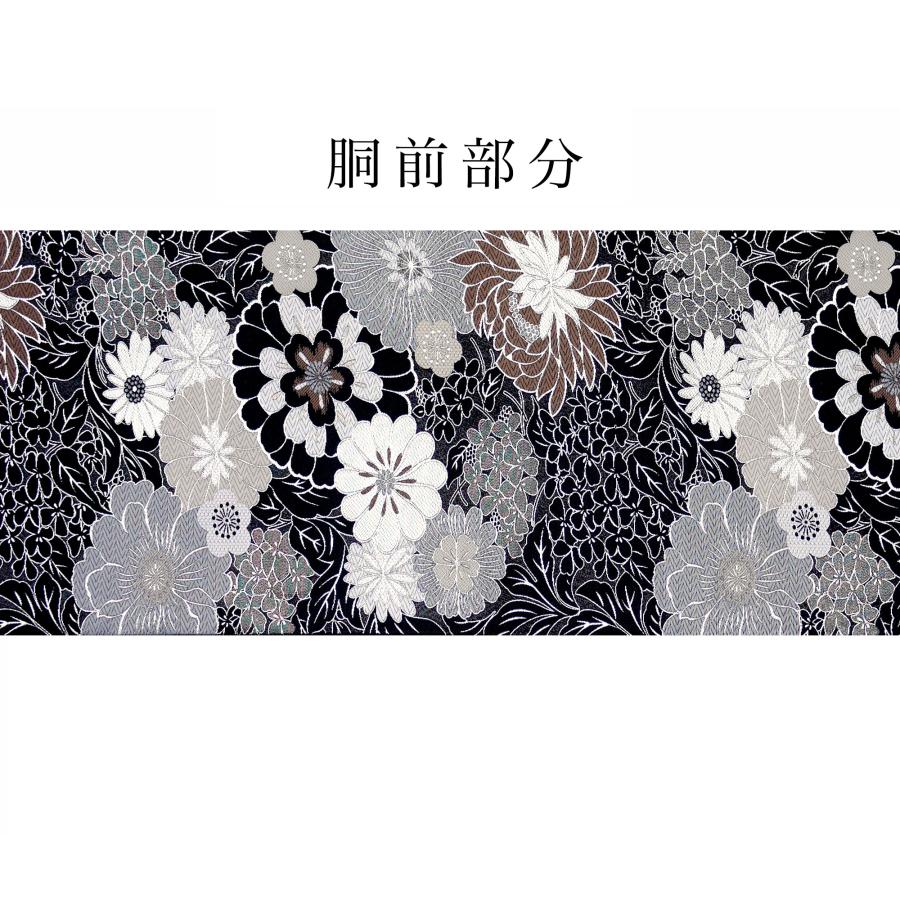 フォーマル 袋帯 全通 古典 菊 ブラック 黒 小杉織物 お仕立て上がり 留袖 結婚式 成人式 振袖用 訪問着用 正装 和装 NISHIORI フォーマル 袋帯 全通 古典 菊 ブラック 黒 小杉織物 お