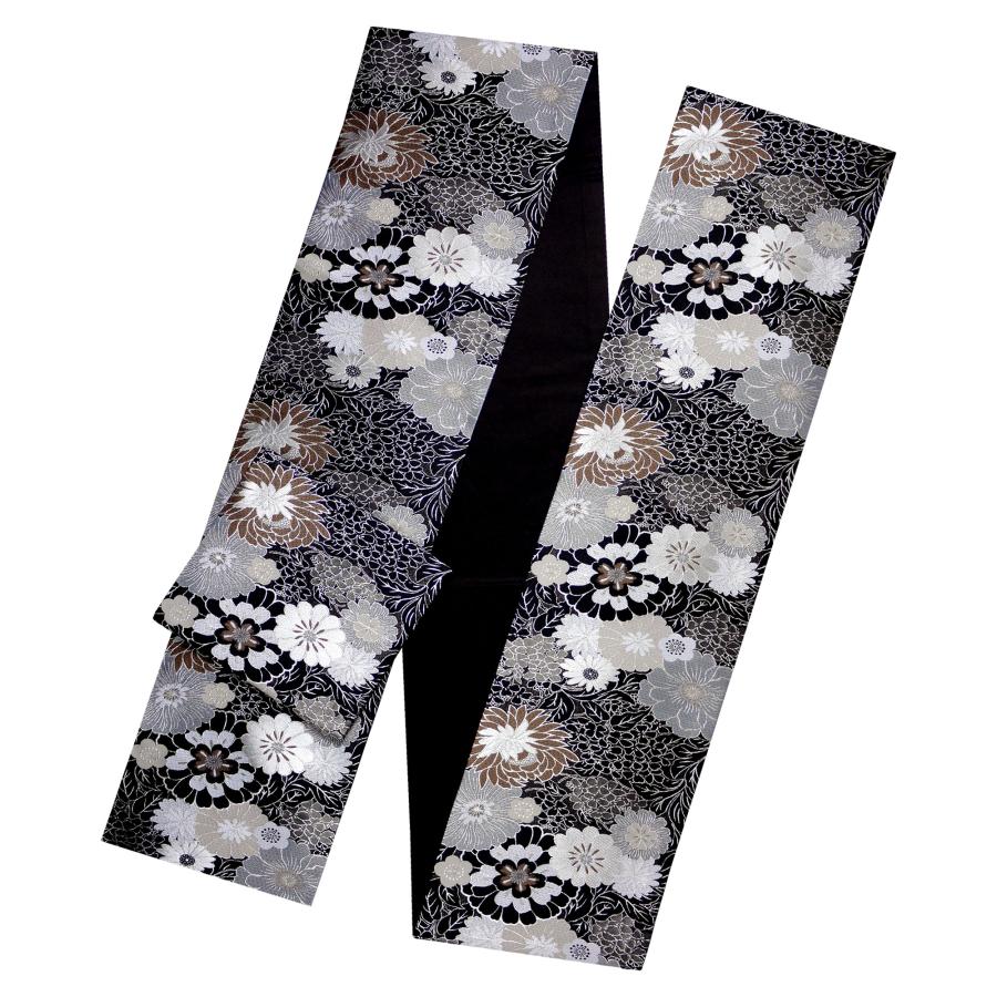 フォーマル 袋帯 全通 古典 菊 ブラック 黒 小杉織物 お仕立て上がり 留袖 結婚式 成人式 振袖用 訪問着用 正装 和装 NISHIORI フォーマル 袋帯 全通 古典 菊 ブラック 黒 小杉織物 お