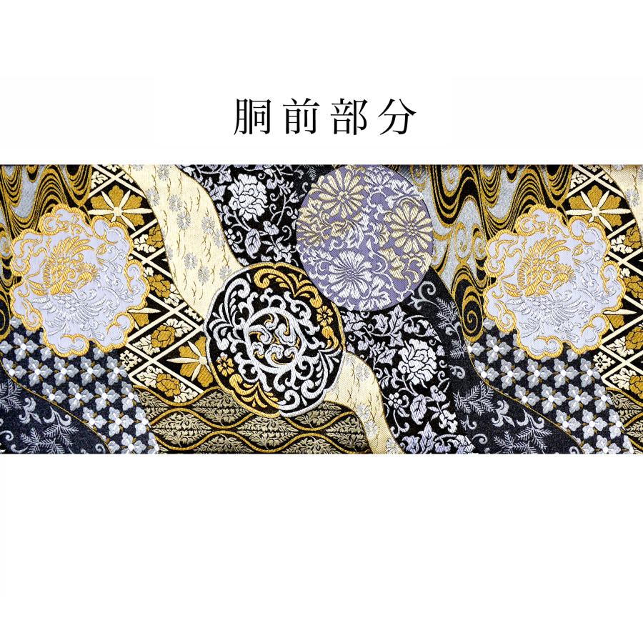 フォーマル 袋帯 全通 古典 立涌 唐草 鳳凰 ブラック ゴールド シルバー 黒 金 小杉織物 お仕立て上がり 留袖 結婚式 成人式 振袖用 訪問着用 正装 和装 NISHIORI フォーマル 袋帯 全通 古典 立涌 唐草 鳳凰 ブラック