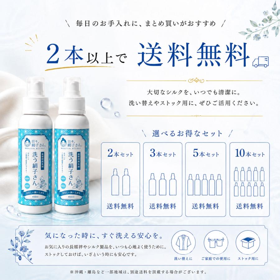 NISHIORI 長襦袢用洗剤 洗う絹子さん 450ml シルク用洗剤 絹洗い 着物