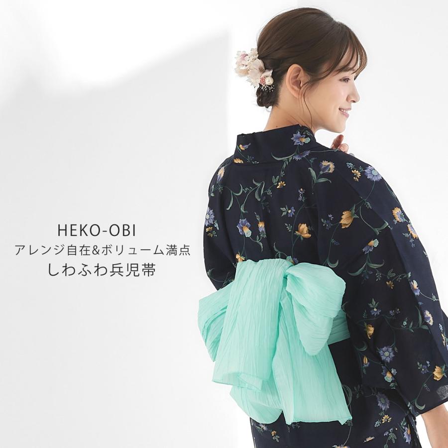 セパレート　二部式　レディース　浴衣　フリーサイズ　ネイビー　花柄　兵児帯　新品 セパレート 二部式 レディース 浴衣 フリーサイズ ネイビー 花柄