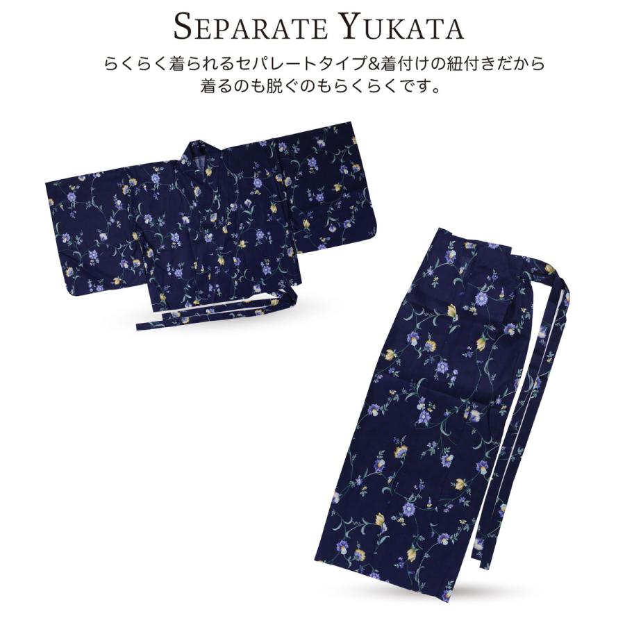 NISHIORI 二部式 レディース 浴衣 3点セット【青紺の散らし小花