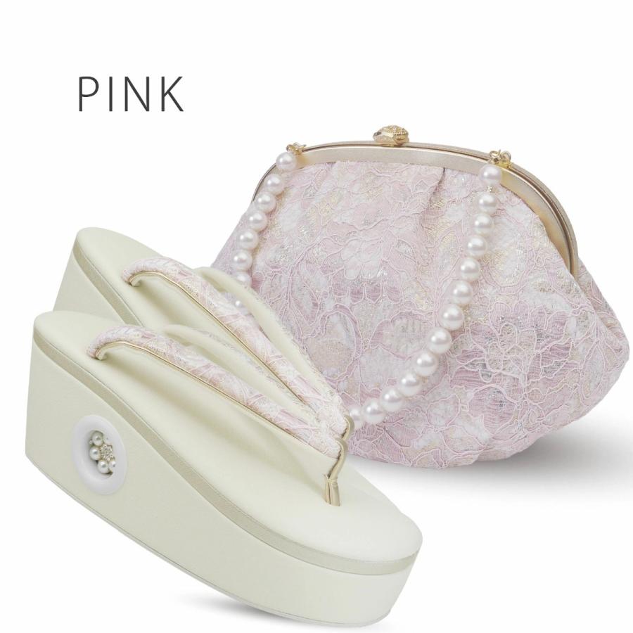 NISHIORI 爆買 華三彩 レース パール 草履バッグセット 優花緒 8.5cmの